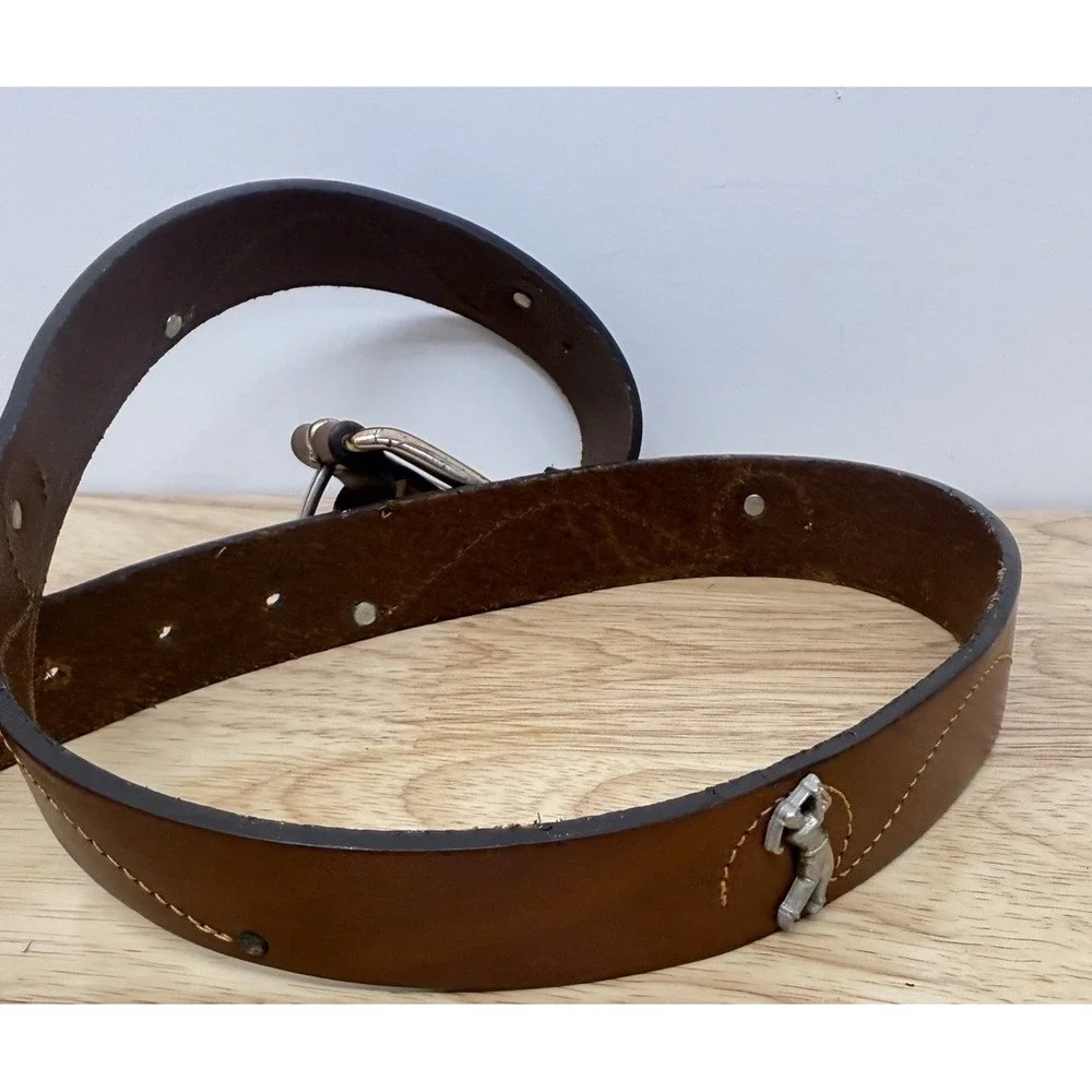 Cole Haan Men's Tan Leather Golfer imbedded Belt Size 36 Made In USA‎ #50